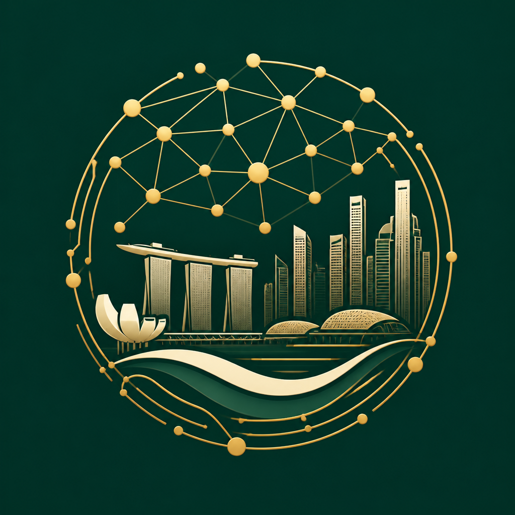 Sinzai brand mark: Singapore skyline merged with AI neural network